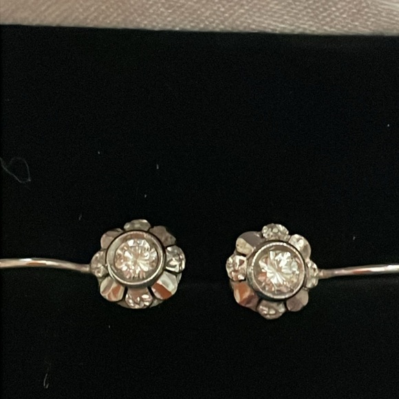 Vintage Italian Diamond Flower Earrings